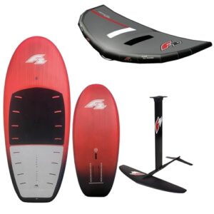 F2 Set Foilboard Glide Strato Team Rot 110L, Alu Foil 1700 cm² und Wing 5qm - perfektes Set für Kitesurfer mit maximaler Stabilität, effizienter Leistung und leichtem Handling.