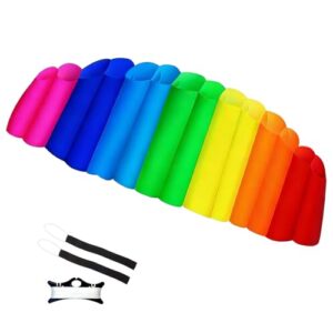 Ein Sportlenkdrachen-Set mit einer 1,4m langen, mehrfarbigen Sportlenkfahne für jugendliche und erwachsene Einsteiger