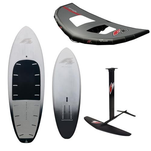 F2 Foilboard Starlit Team Grau 100 Liter, Alu Foil 1700 cm² und Wing 5qm für den Wintersonnenwinkel - ein perfektes Gesamtpaket für Freestyle-Fans